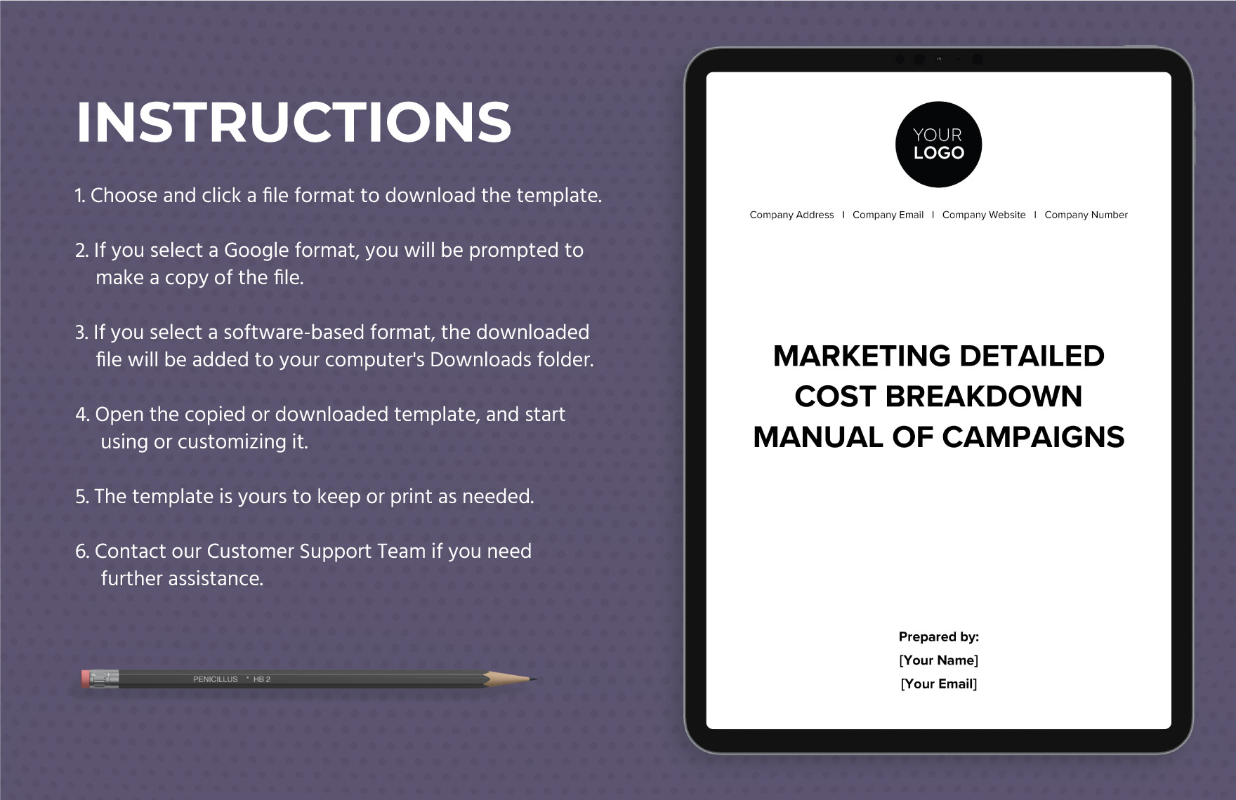 Marketing Detailed Cost Breakdown Manual of Campaigns Template