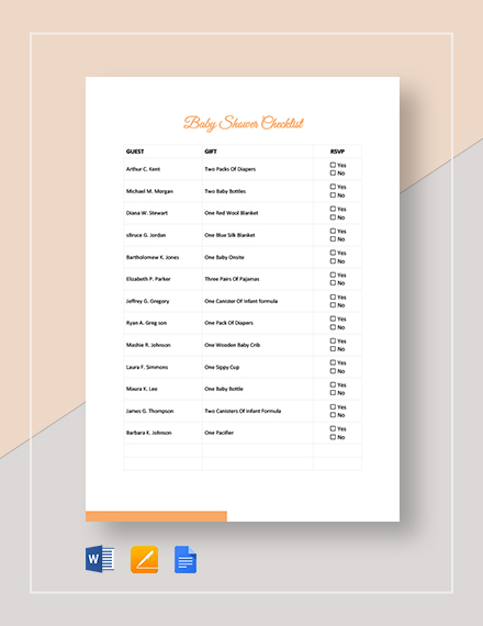 Baby Shower Checklist Template Download 10 Checklists In Microsoft