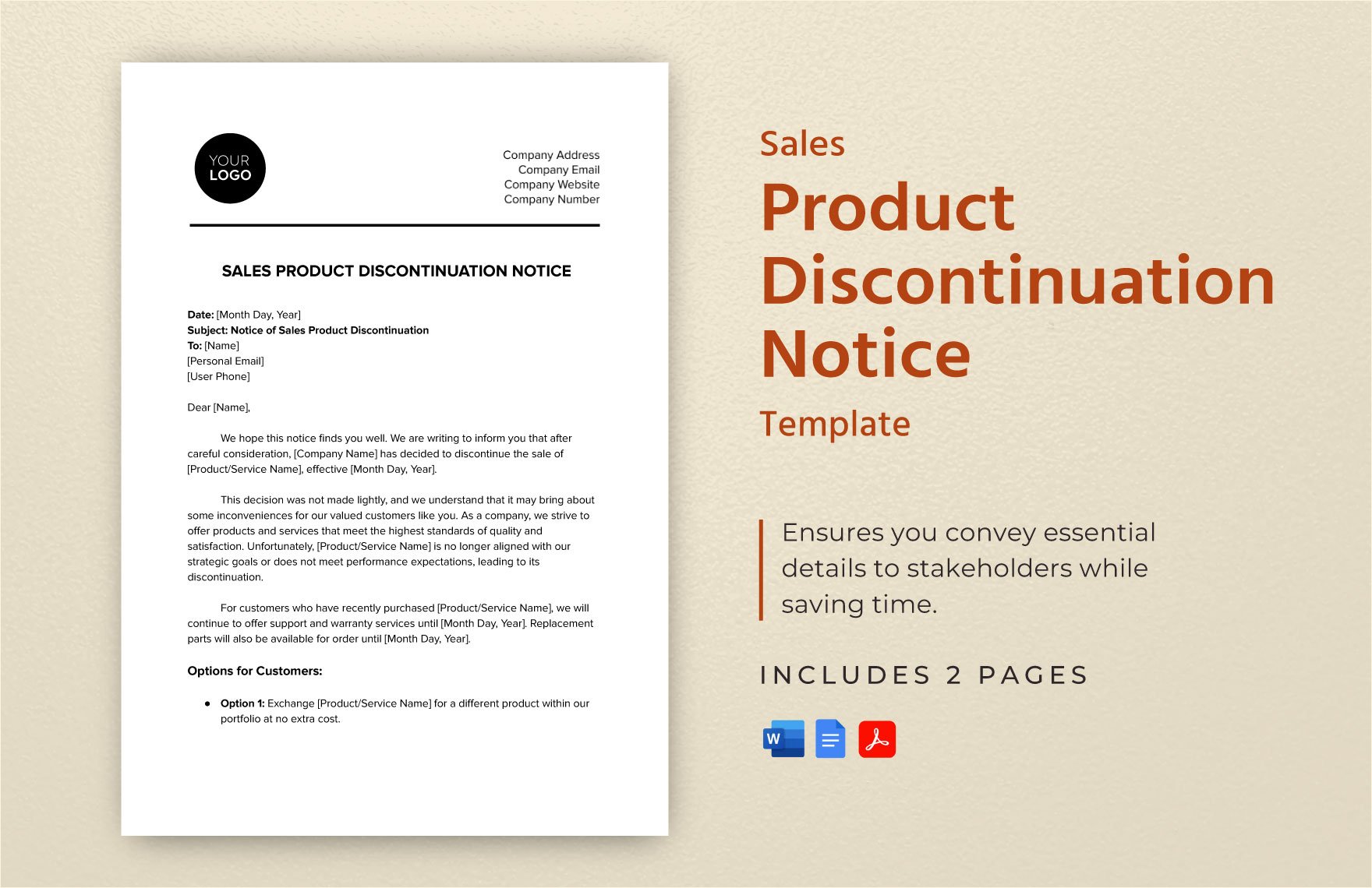 Sales Product Discontinuation Notice Template