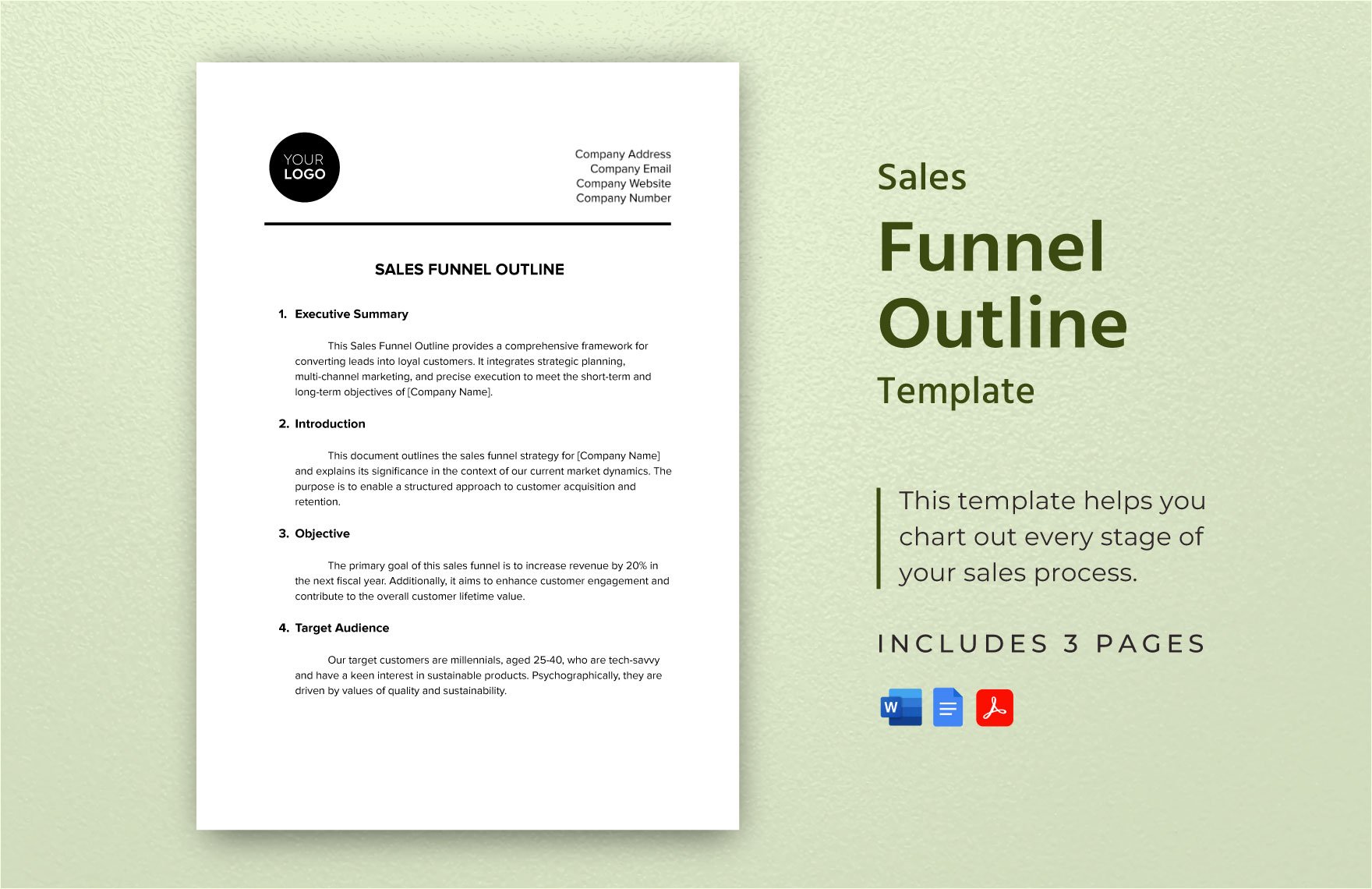 Sales Funnel Outline Template in Word, Google Docs, PDF