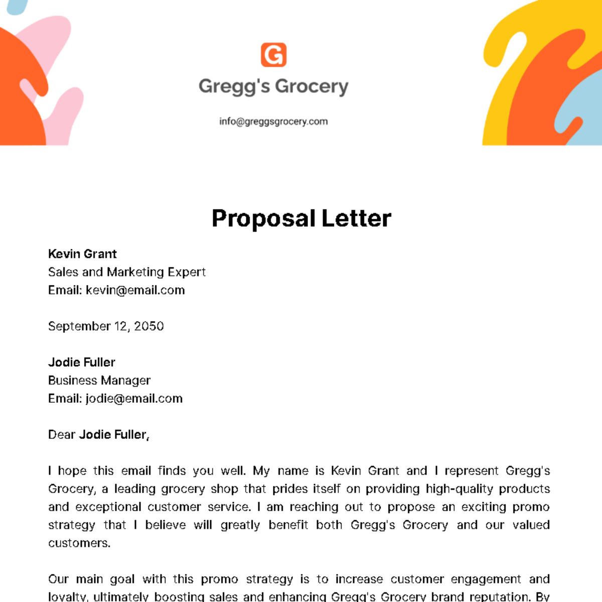 Free Proposal Letter Format  Template