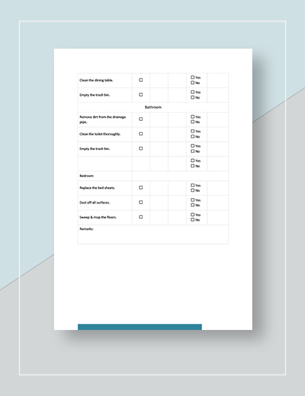 Blank Cleaning Checklist Template
