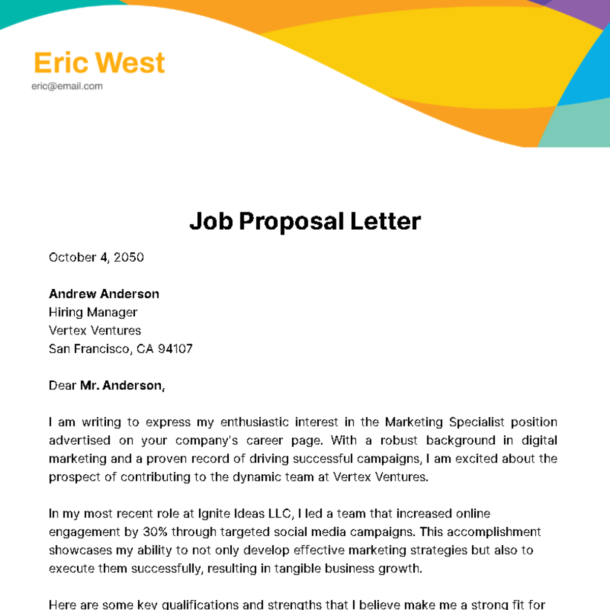 Free Job Proposal Letter  Template
