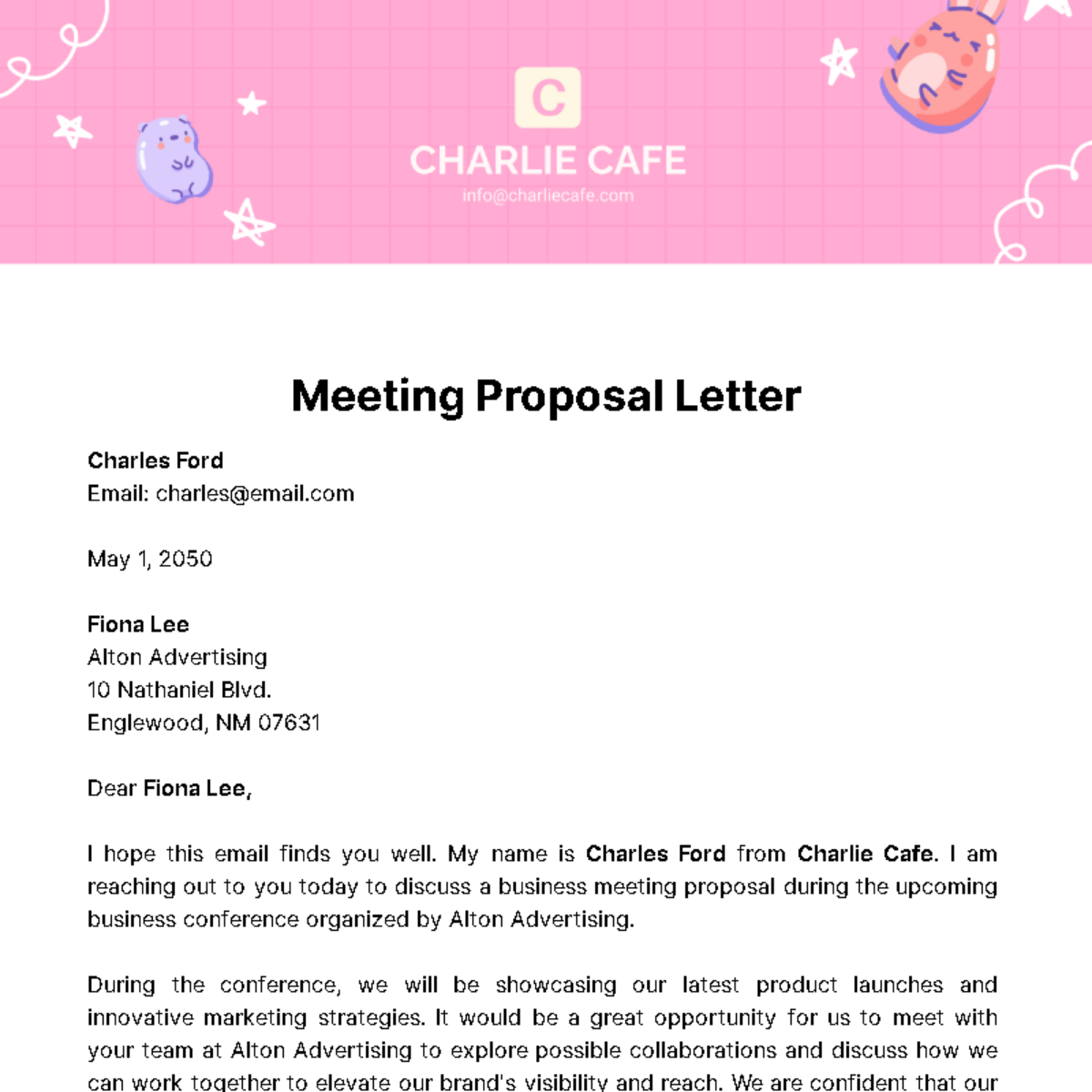 Free Meeting Proposal Letter  Template
