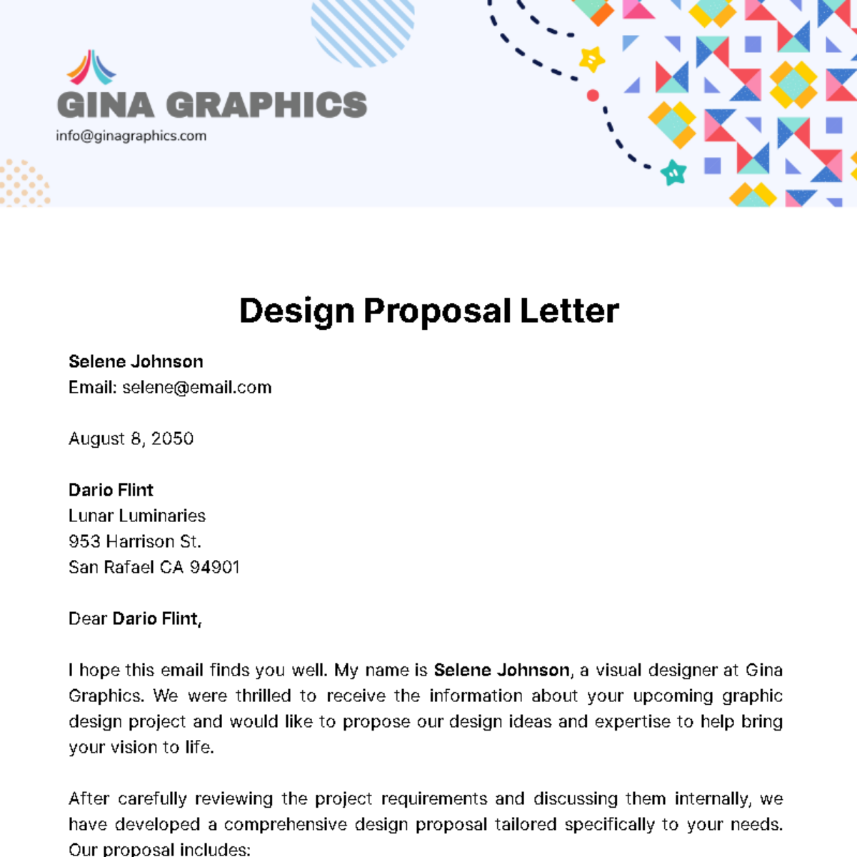 Free Design Proposal Letter  Template