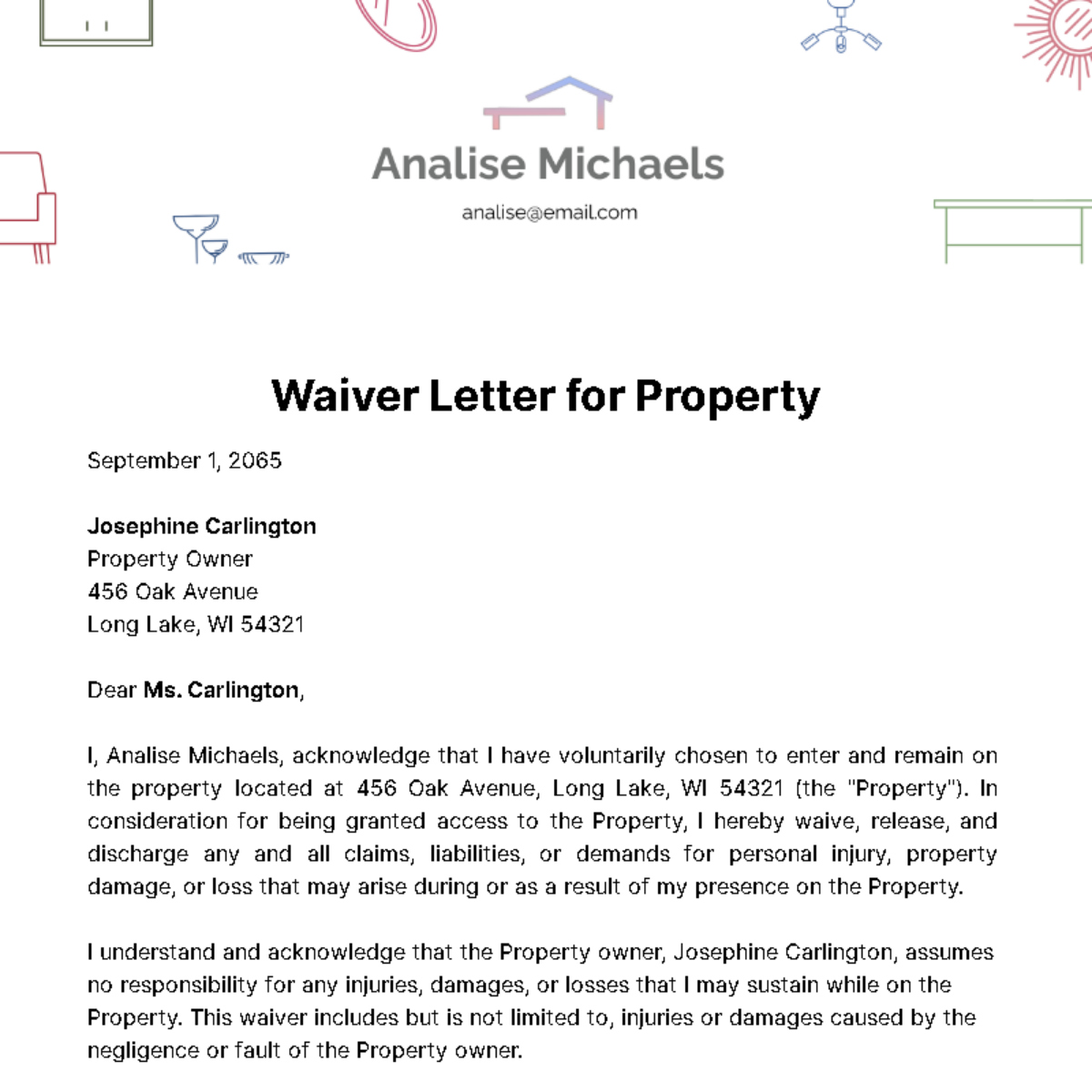 Free Waiver Letter for Property Template