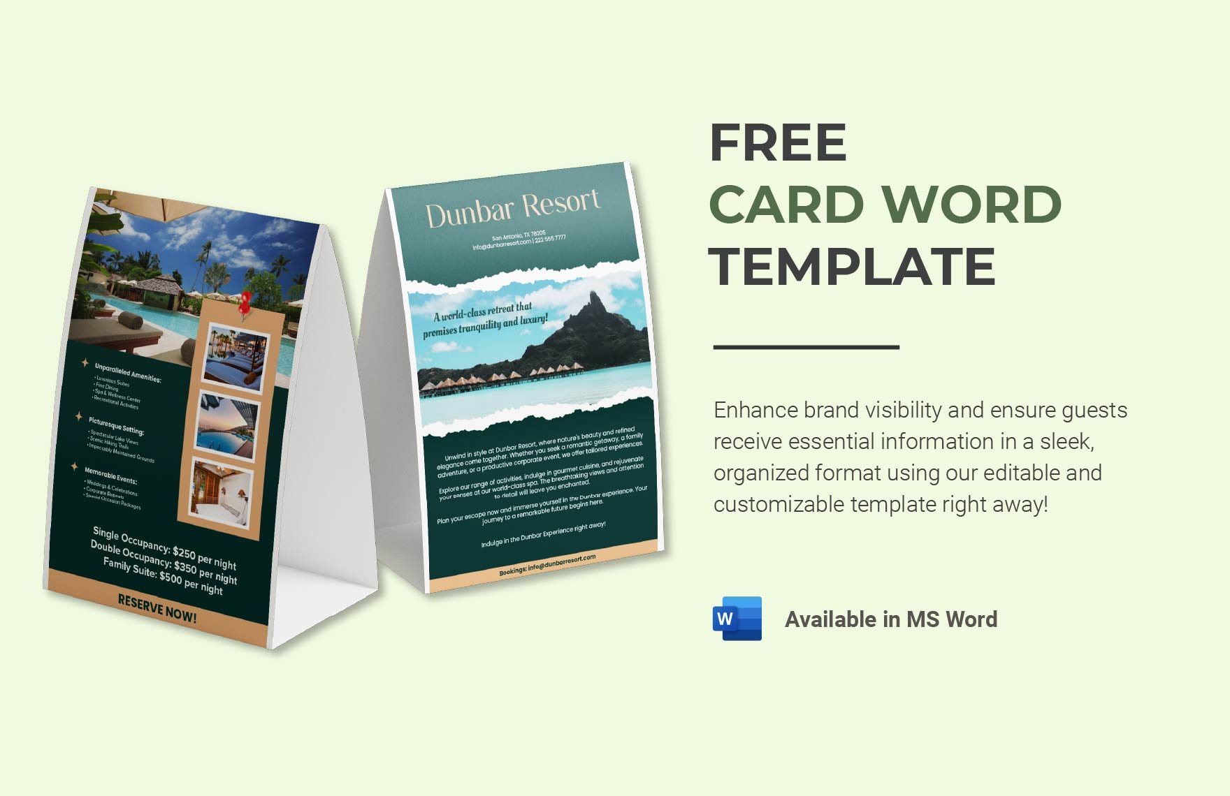 Free Tent Card Word Template in Word