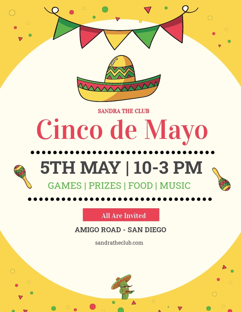 Cinco De Mayo Flyer Template Free JPG Word Apple Pages PSD Publisher Template