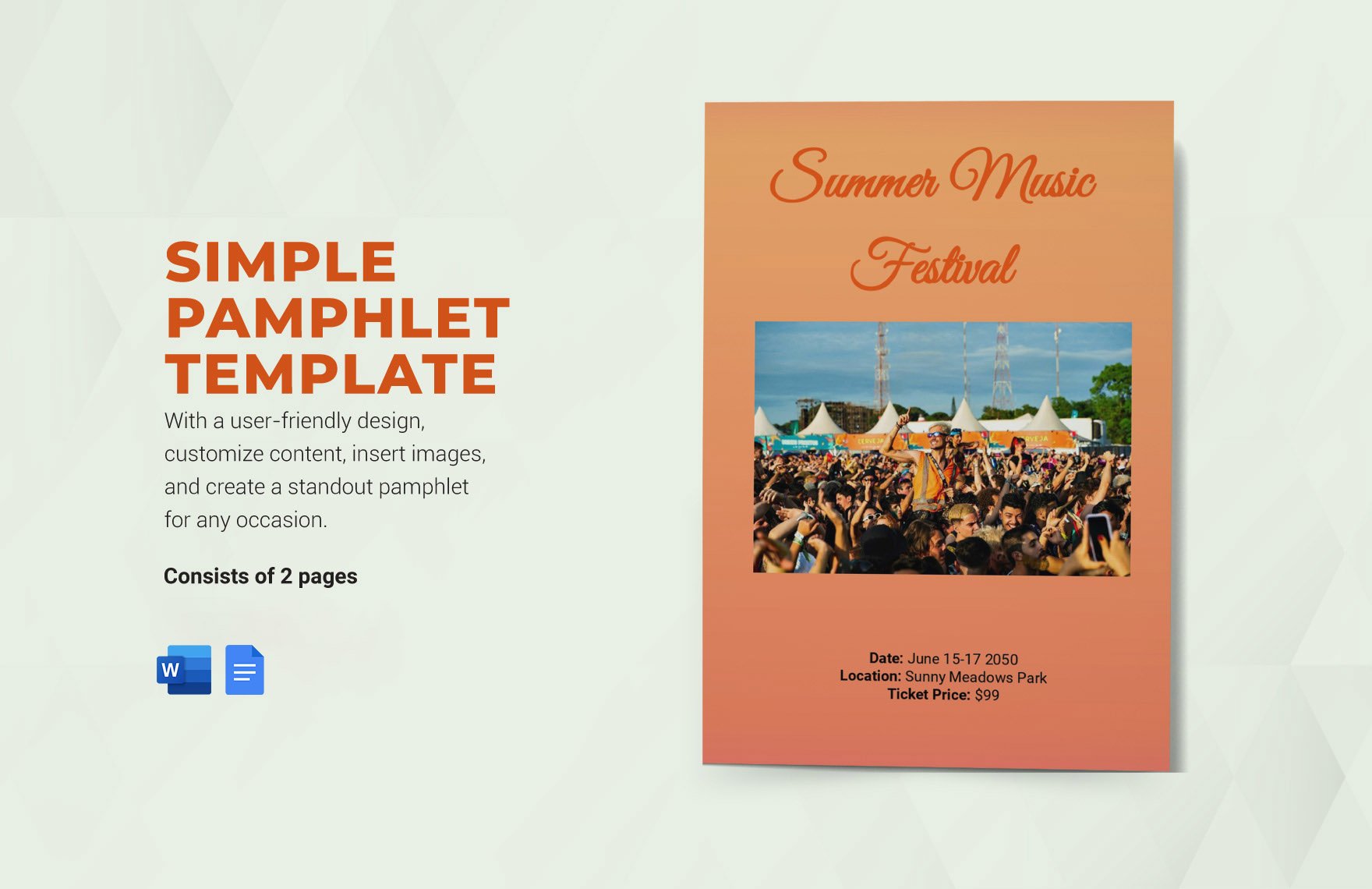 Simple Pamphlet Template in Word, Google Docs