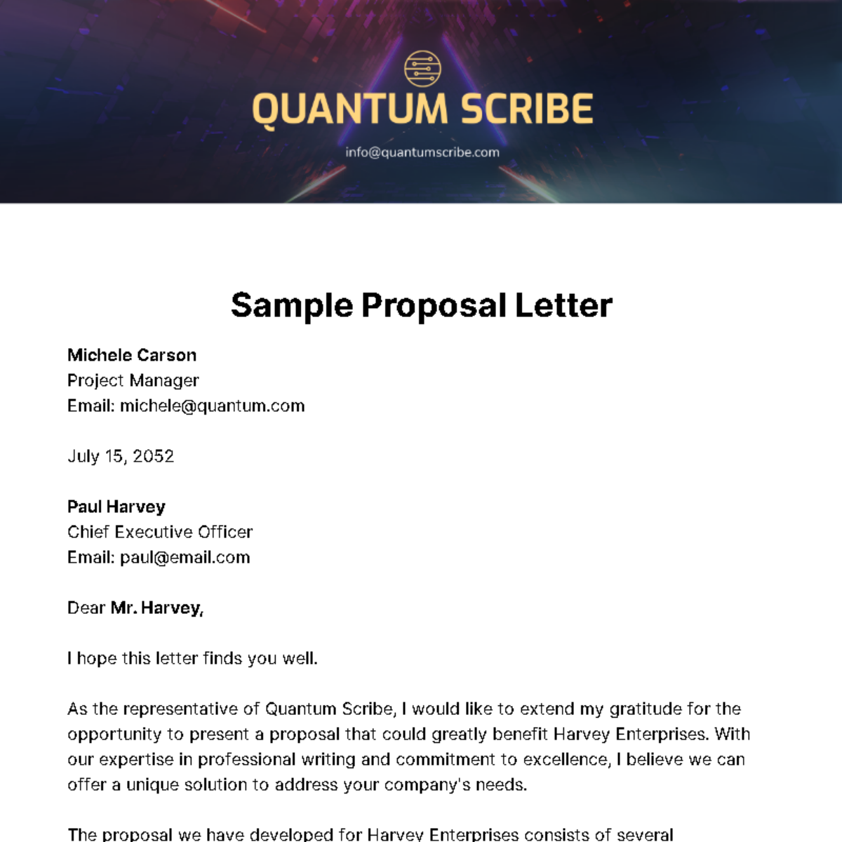 Free Sample Proposal Letter Template