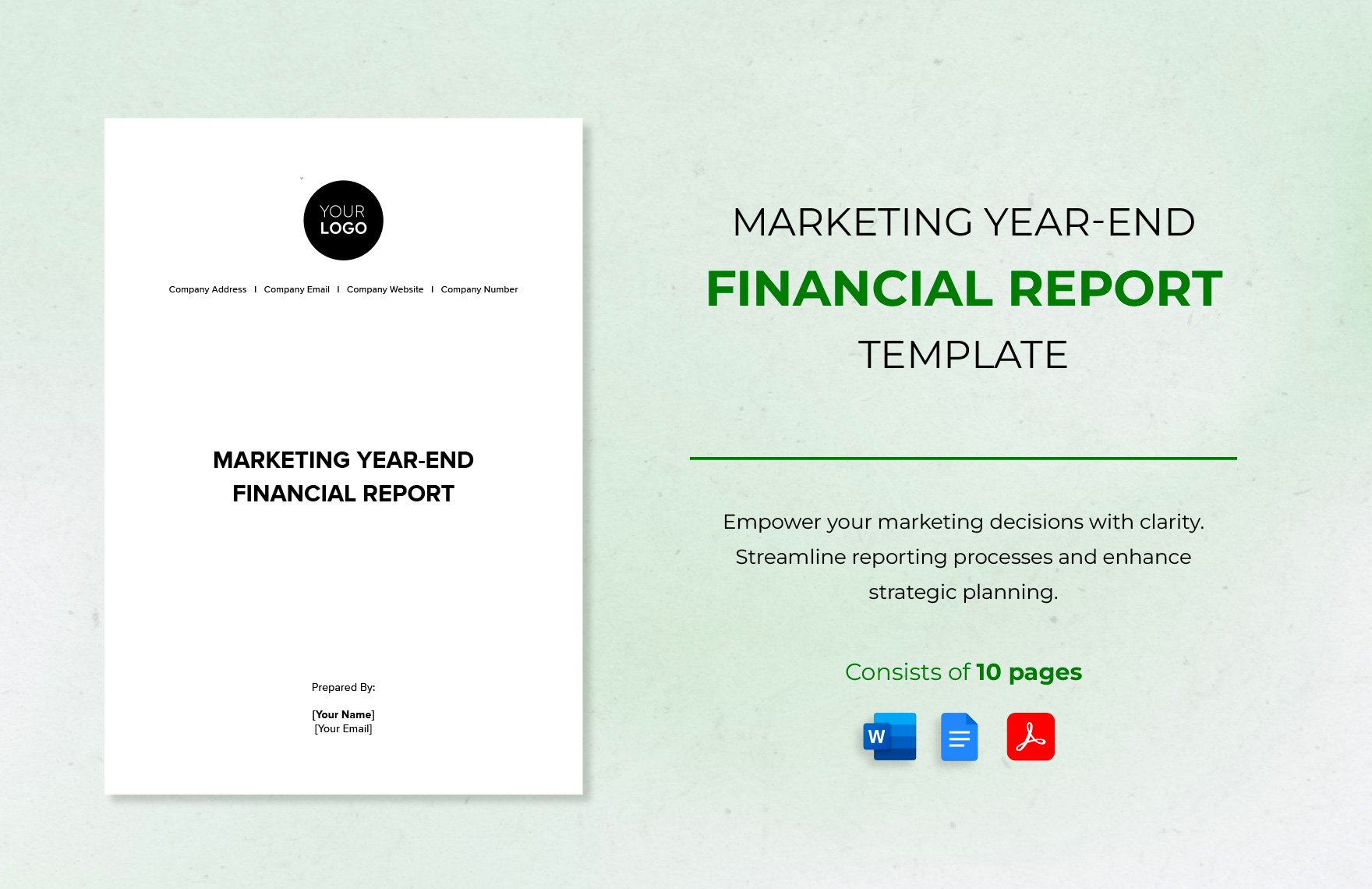 Marketing Year-end Financial Report Template in Word, Google Docs, PDF