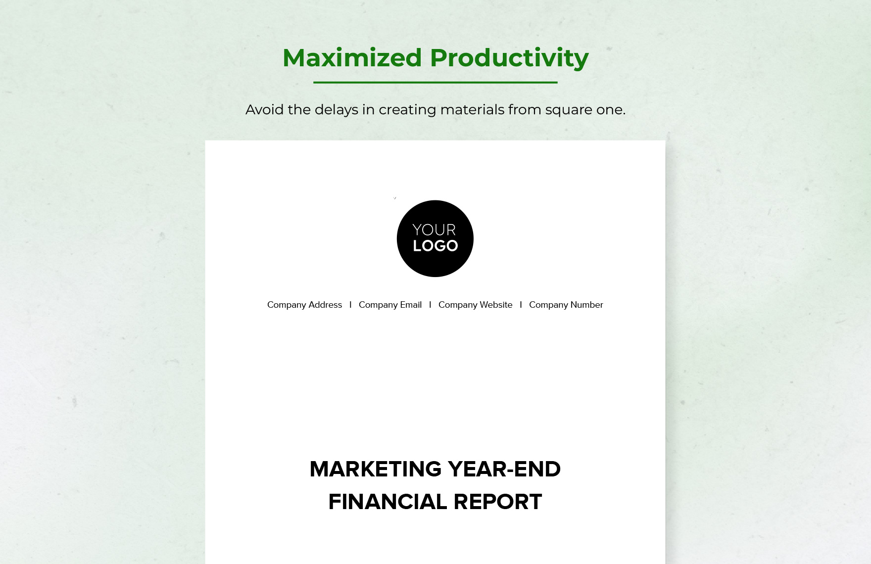 Marketing Year-end Financial Report Template