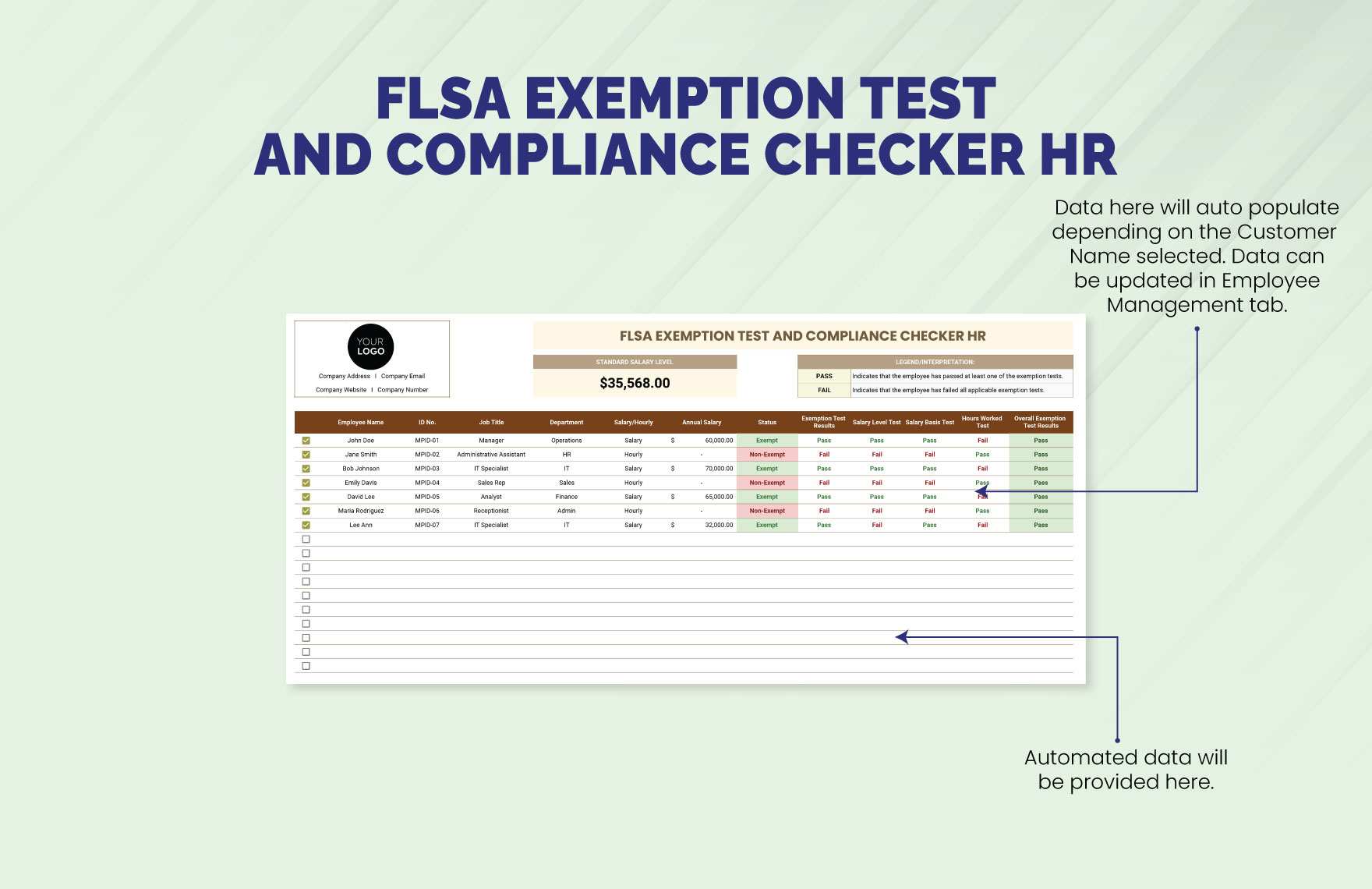 FLSA Exemption Test and Compliance Checker HR Template