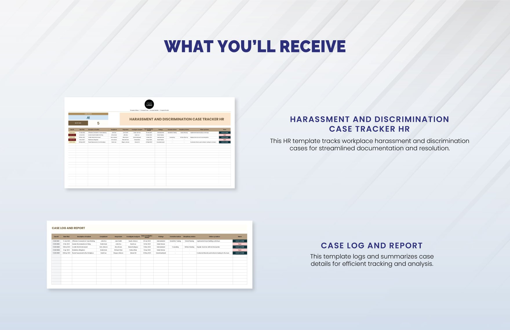 Harassment and Discrimination Case Tracker HR Template