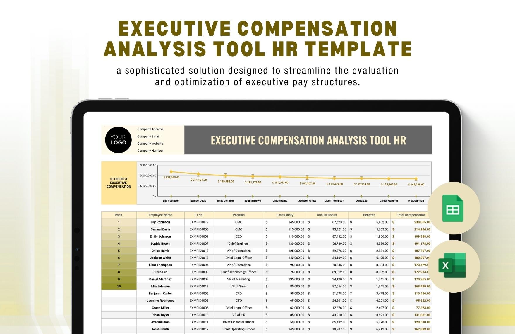 Executive Compensation Analysis Tool HR Template