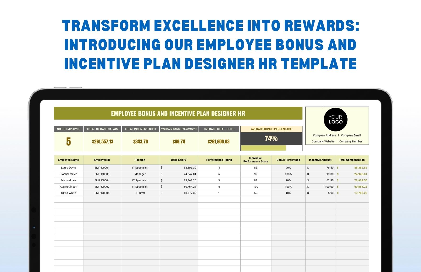 Employee Bonus and Incentive Plan Designer HR Template