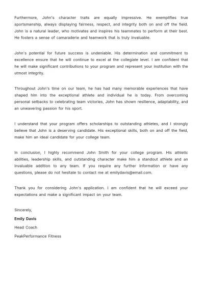 Free College Coach Recruiting Letter Template to Edit Online