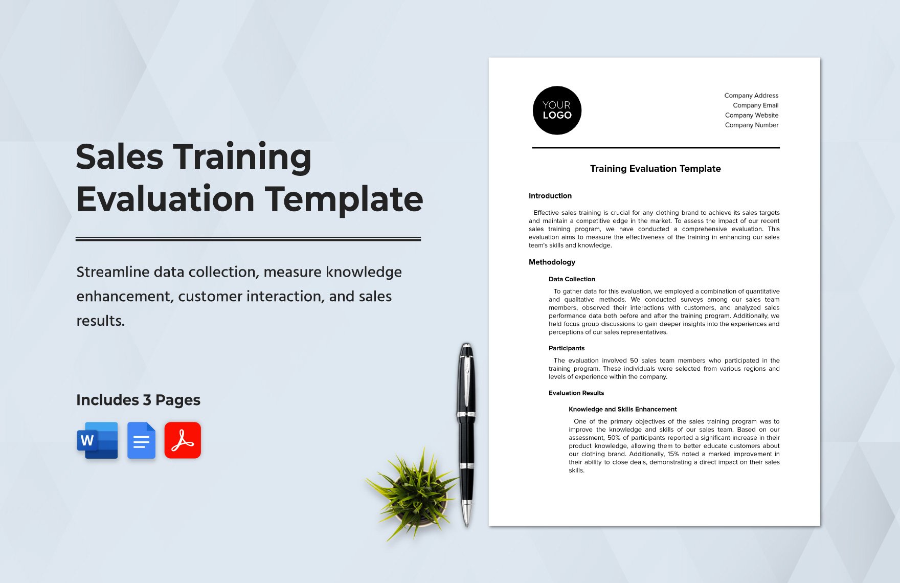 Sales Training Evaluation Template in Word, Google Docs, PDF