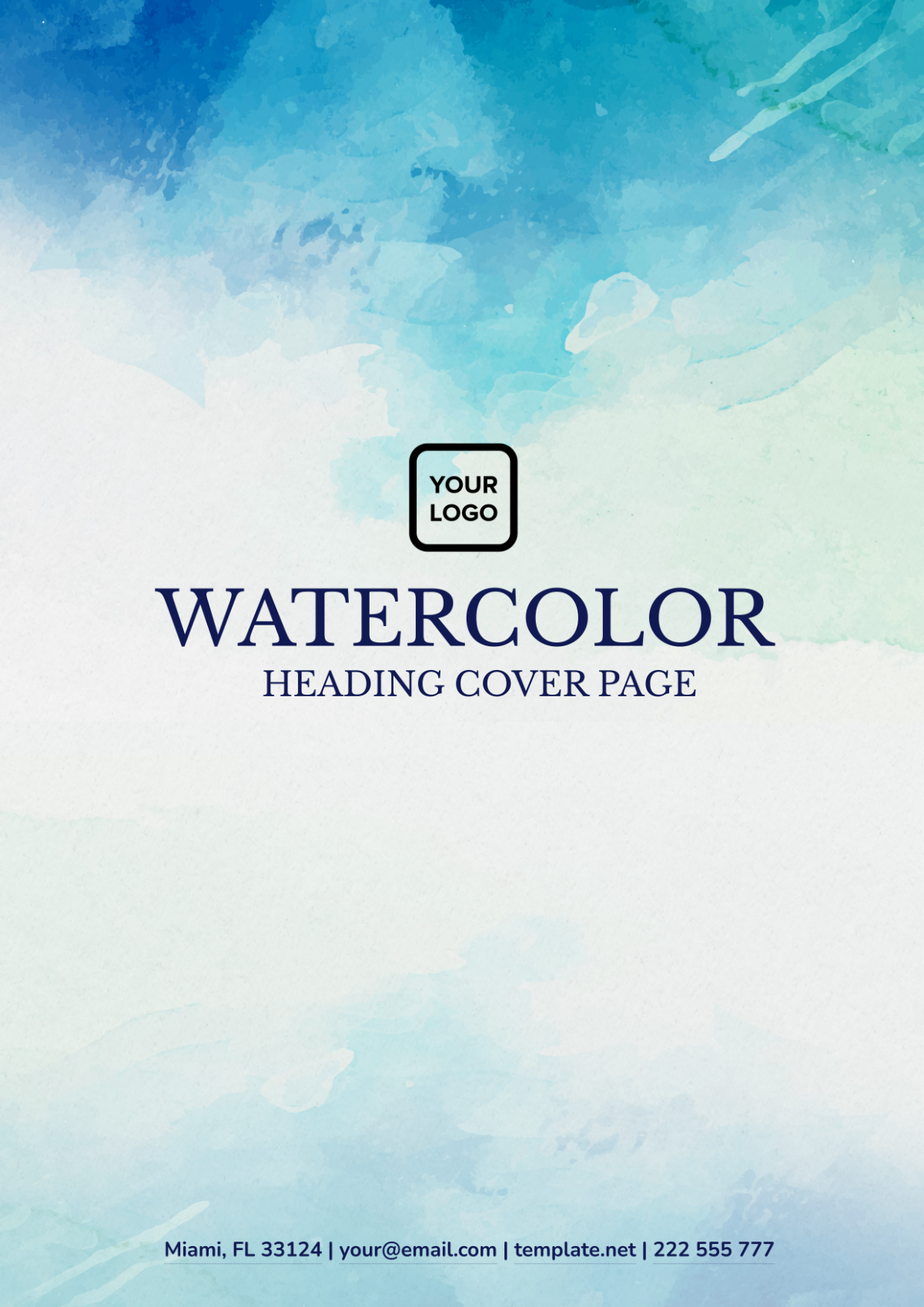 Free Watercolor Heading Cover Page Template