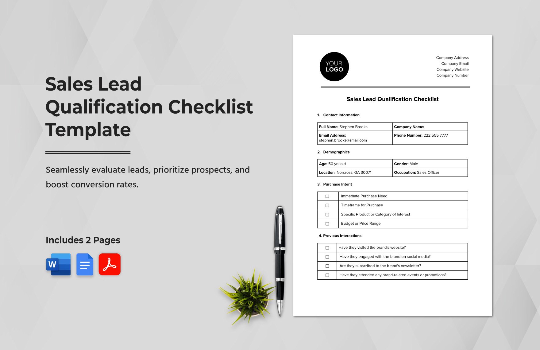 Sales Lead Qualification Checklist Template