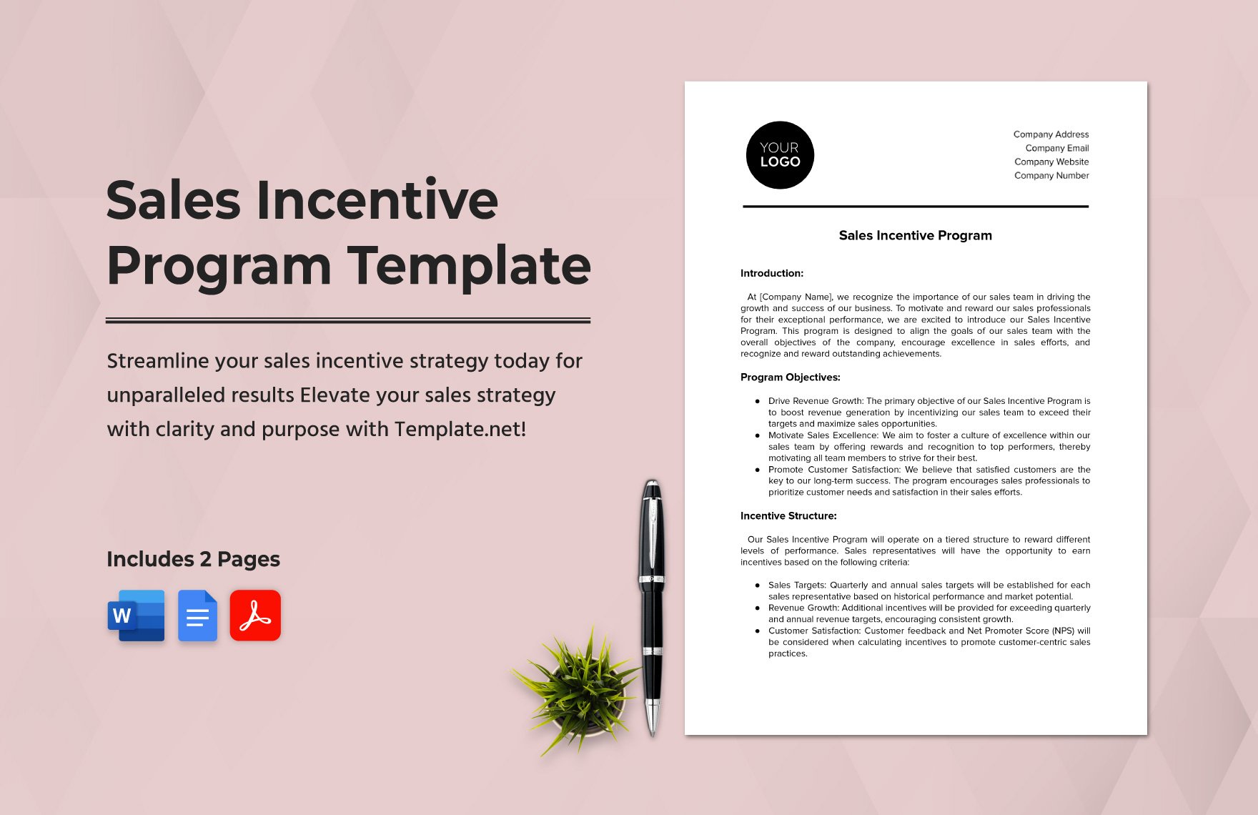 Sales Incentive Program Template in Word PDF Google Docs Download