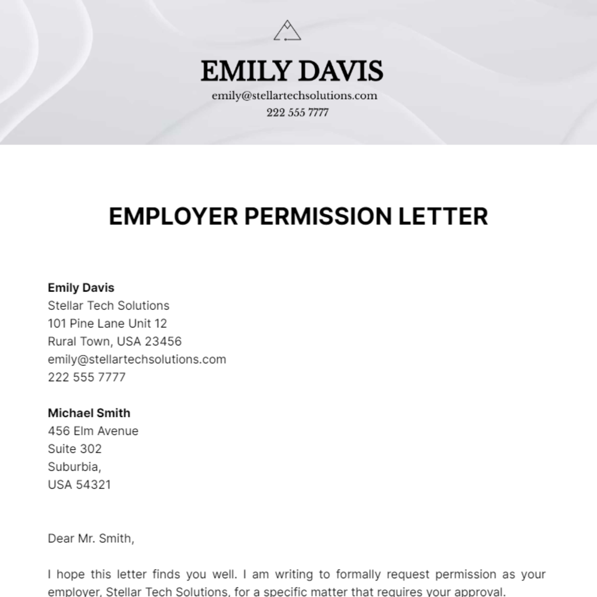 Employer Permission Letter Template