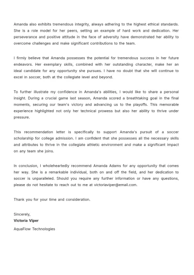 Free Soccer Coach Cover Letter Template to Edit Online