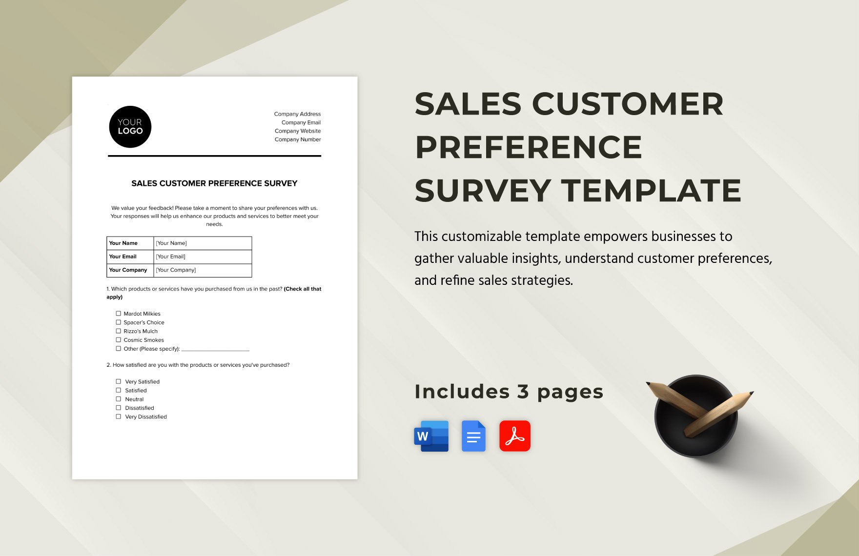 Sales Customer Preference Survey Template
