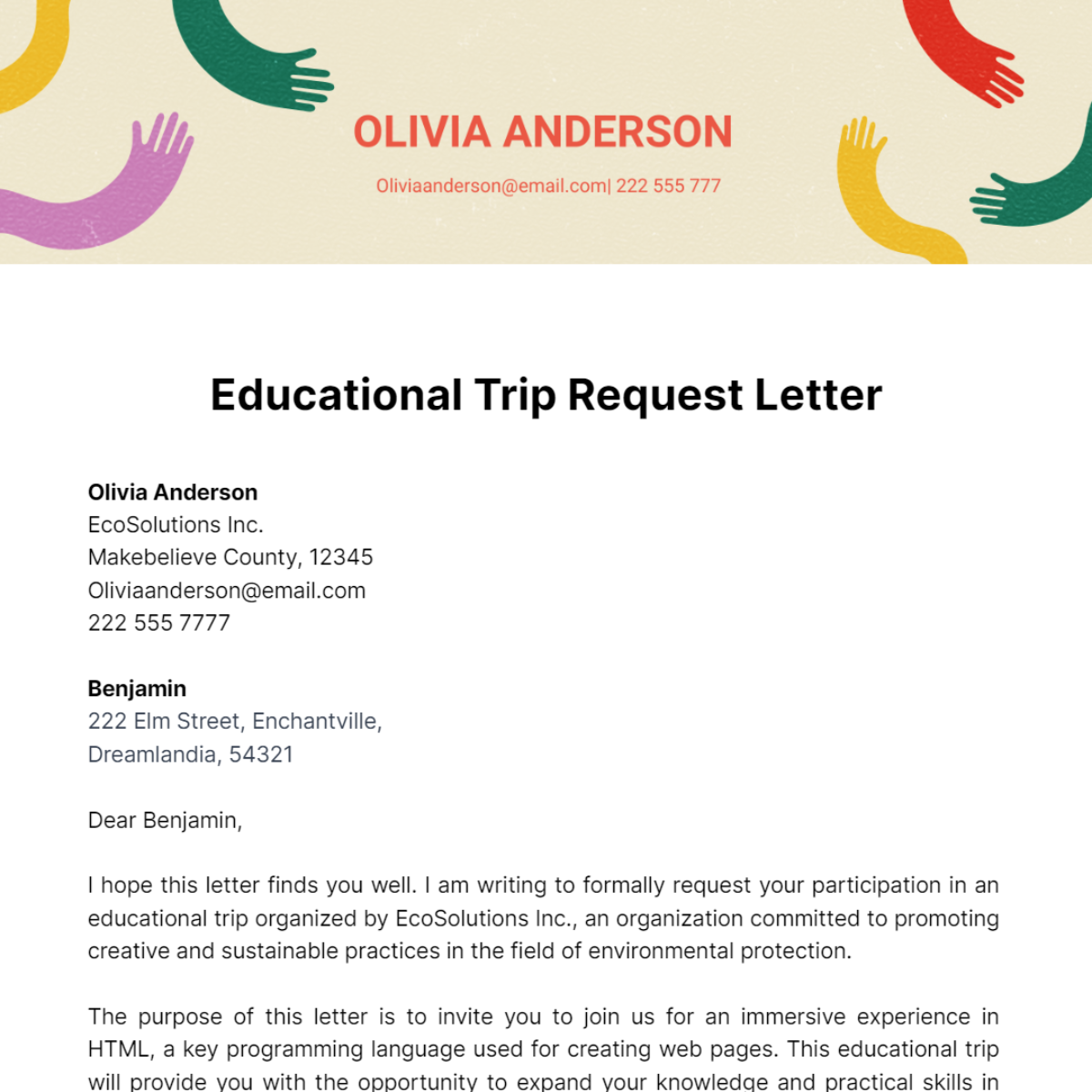 Educational Trip Request Letter Template