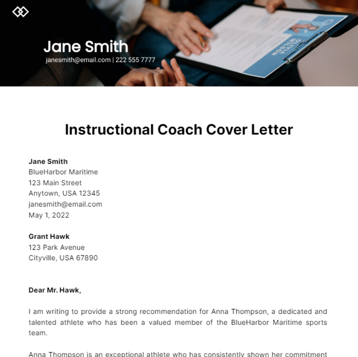 Instructional Coach Cover Letter Template