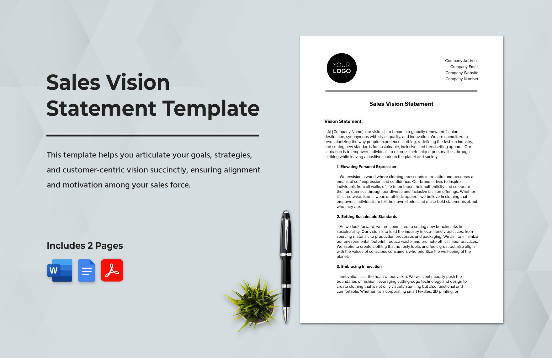 Sales Vision Statement Template in Word, Google Docs, PDF