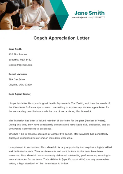 Free Coach Appreciation Letter Template to Edit Online