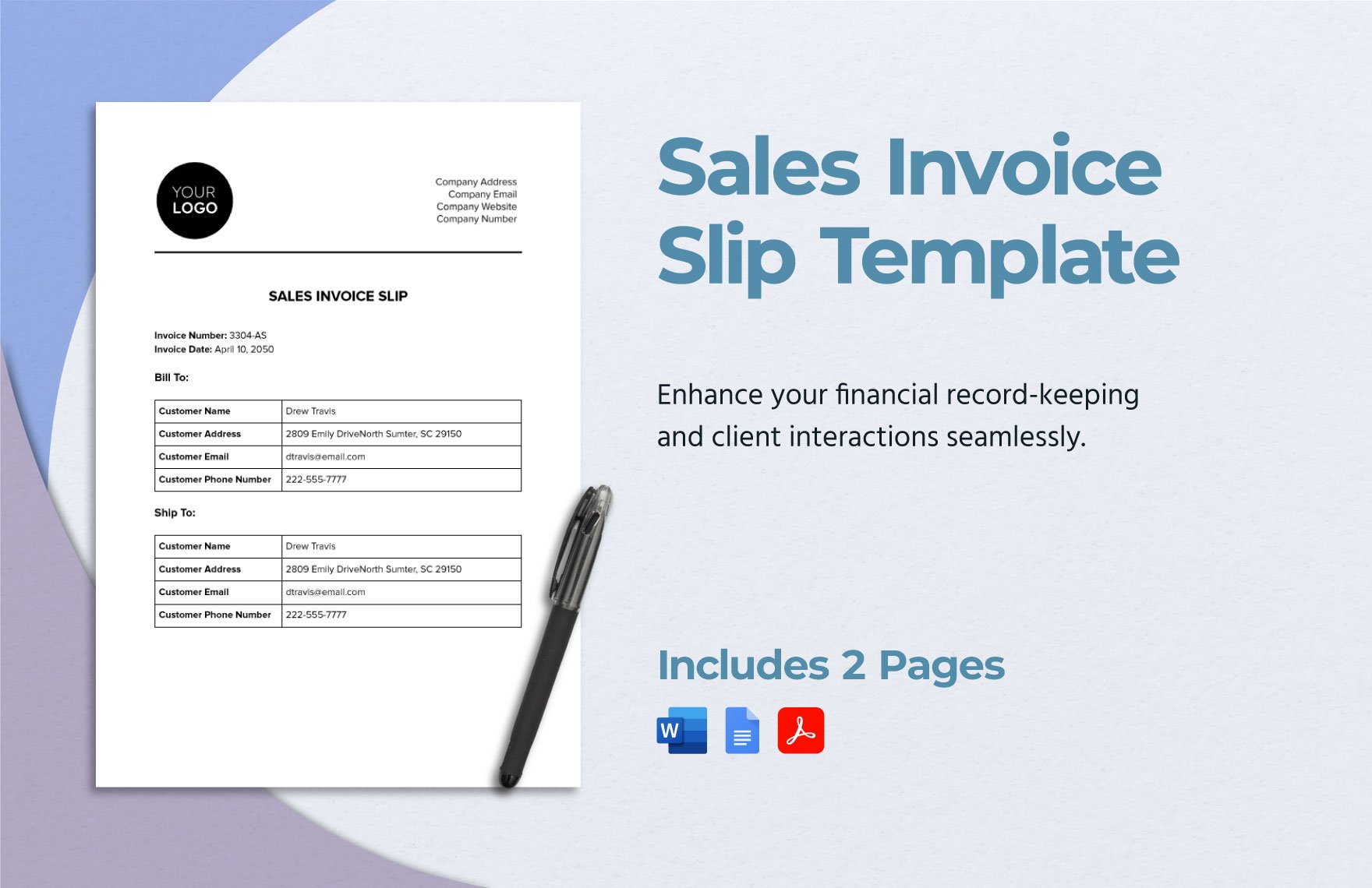 Sales Invoice Slip Template