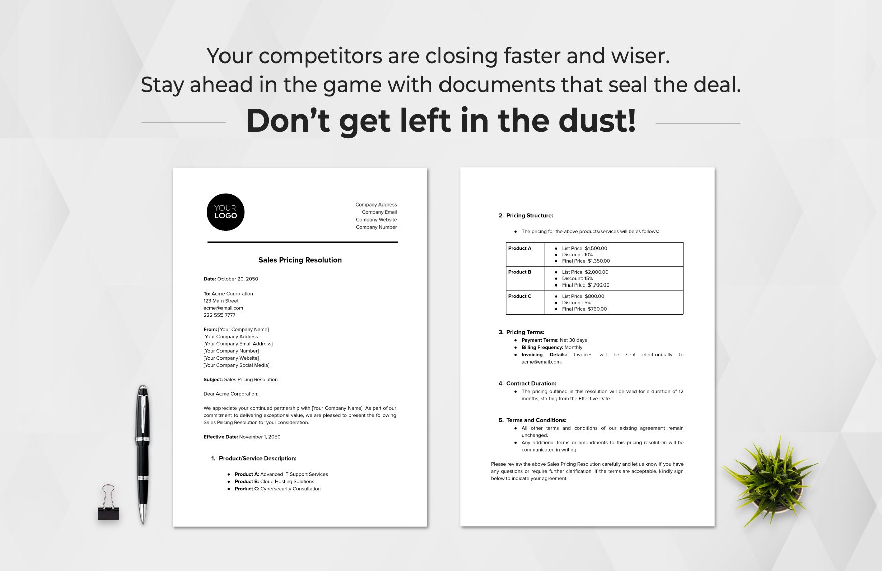 Sales Pricing Resolution Template