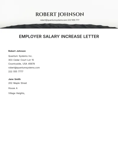 Free Employer Salary Increase Letter Template to Edit Online