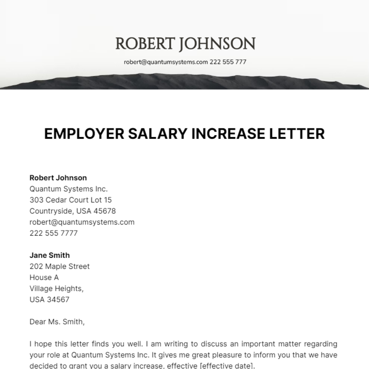 Employer Salary Increase Letter Template