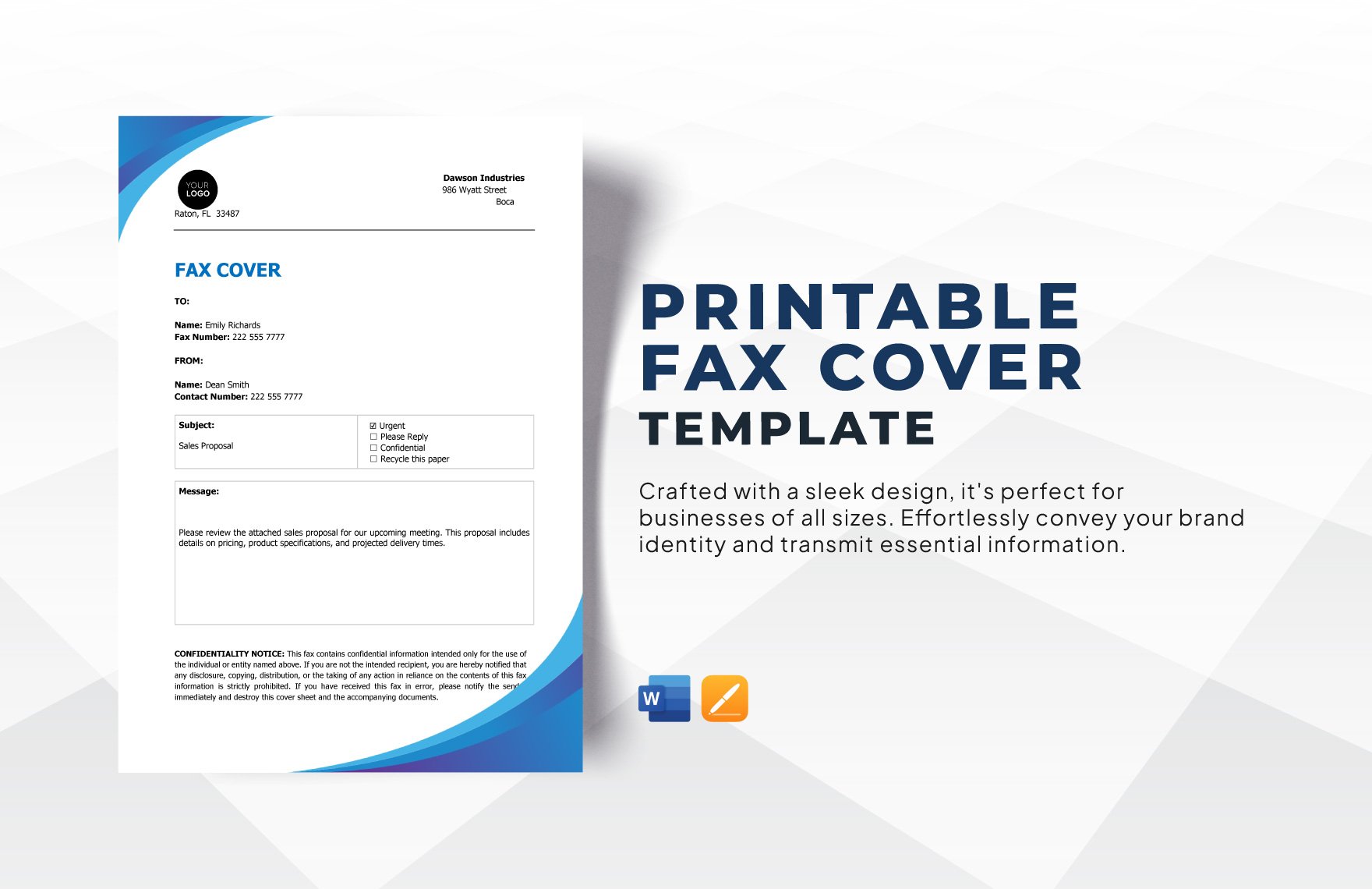 Printable Fax Cover Template