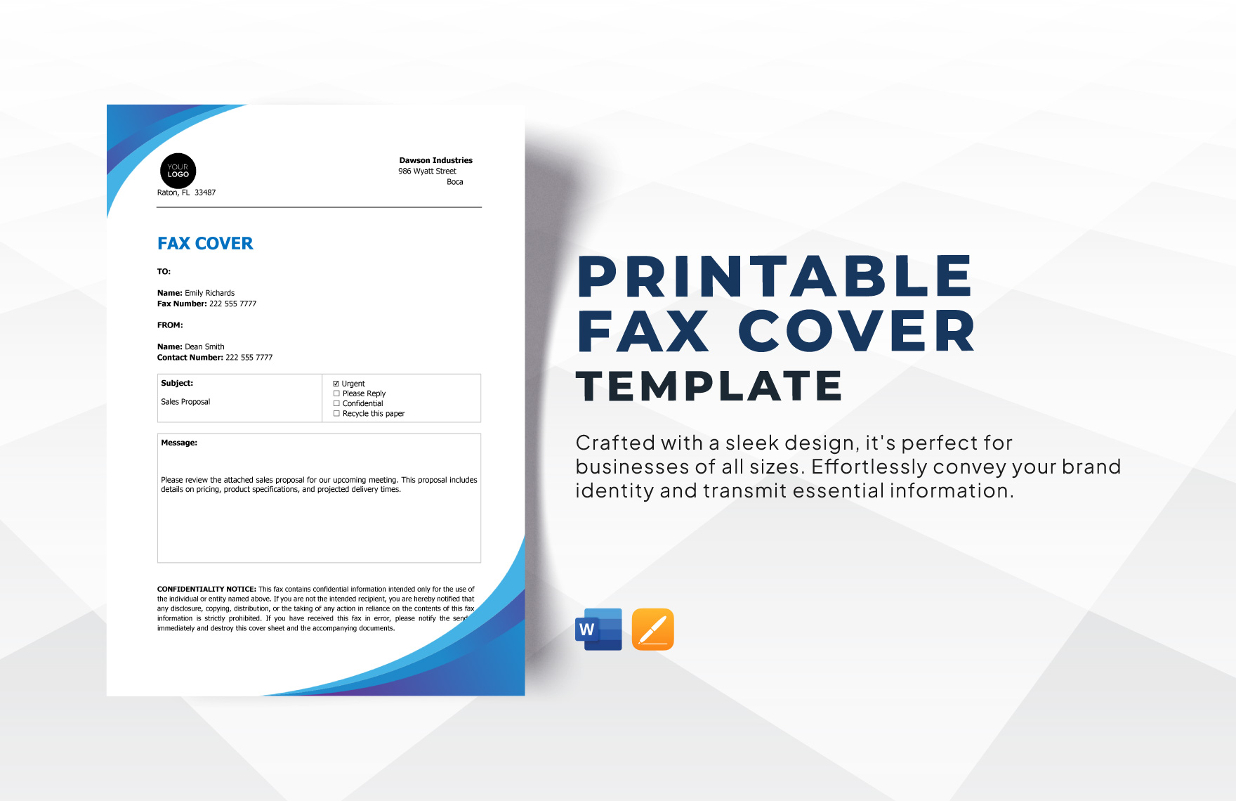 Fax Cover Letter Printable Template Infoupdate