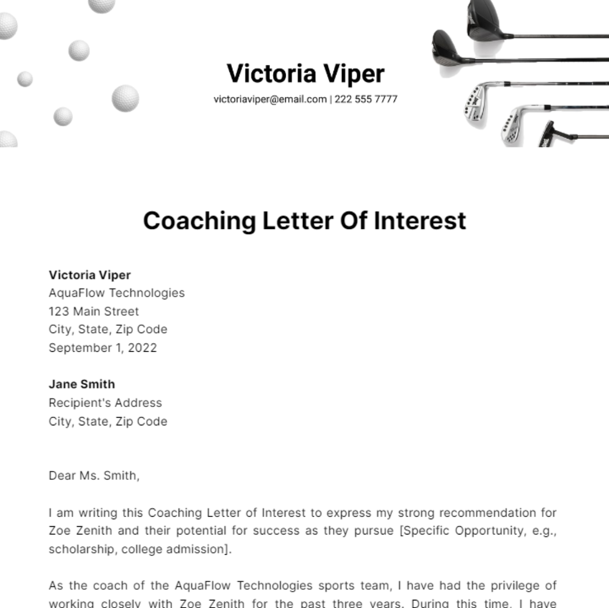 Coaching Letter Of Interest Template Edit Online Download Example 