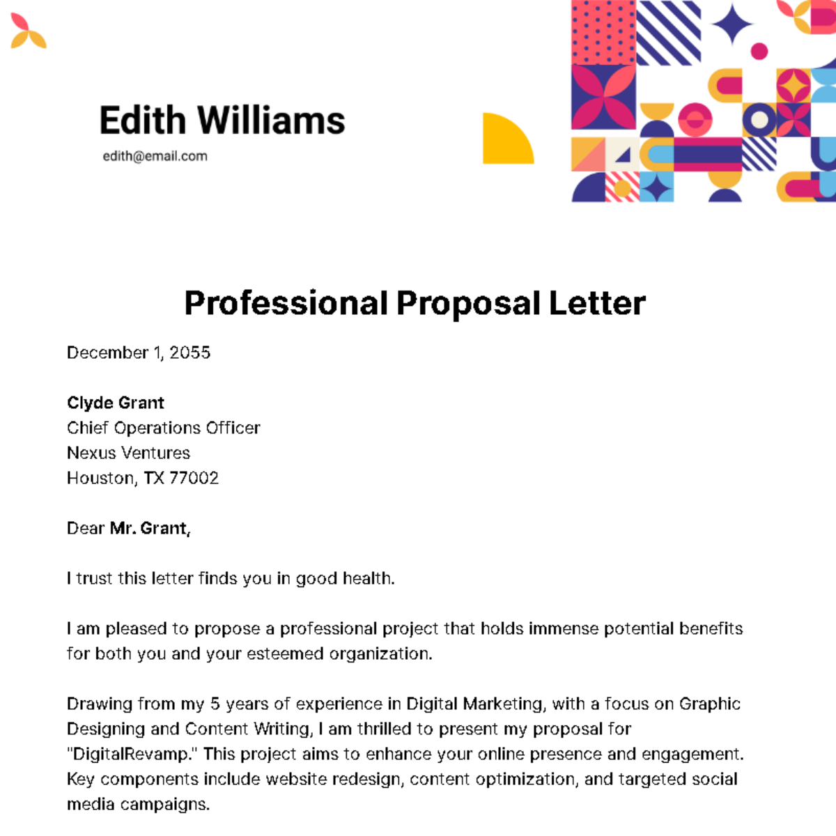 Free Professional Proposal Letter Template