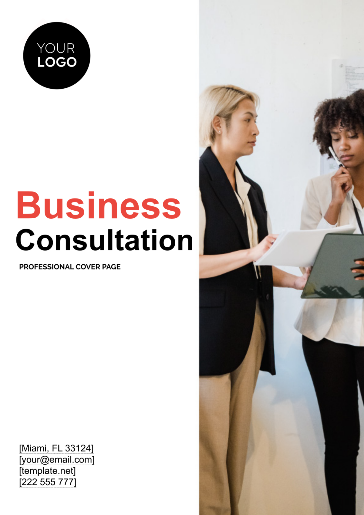 Free Business Consultation Professional Cover Page Template