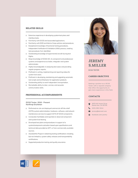 Tester Resume Template in Word - FREE Download | Template.net