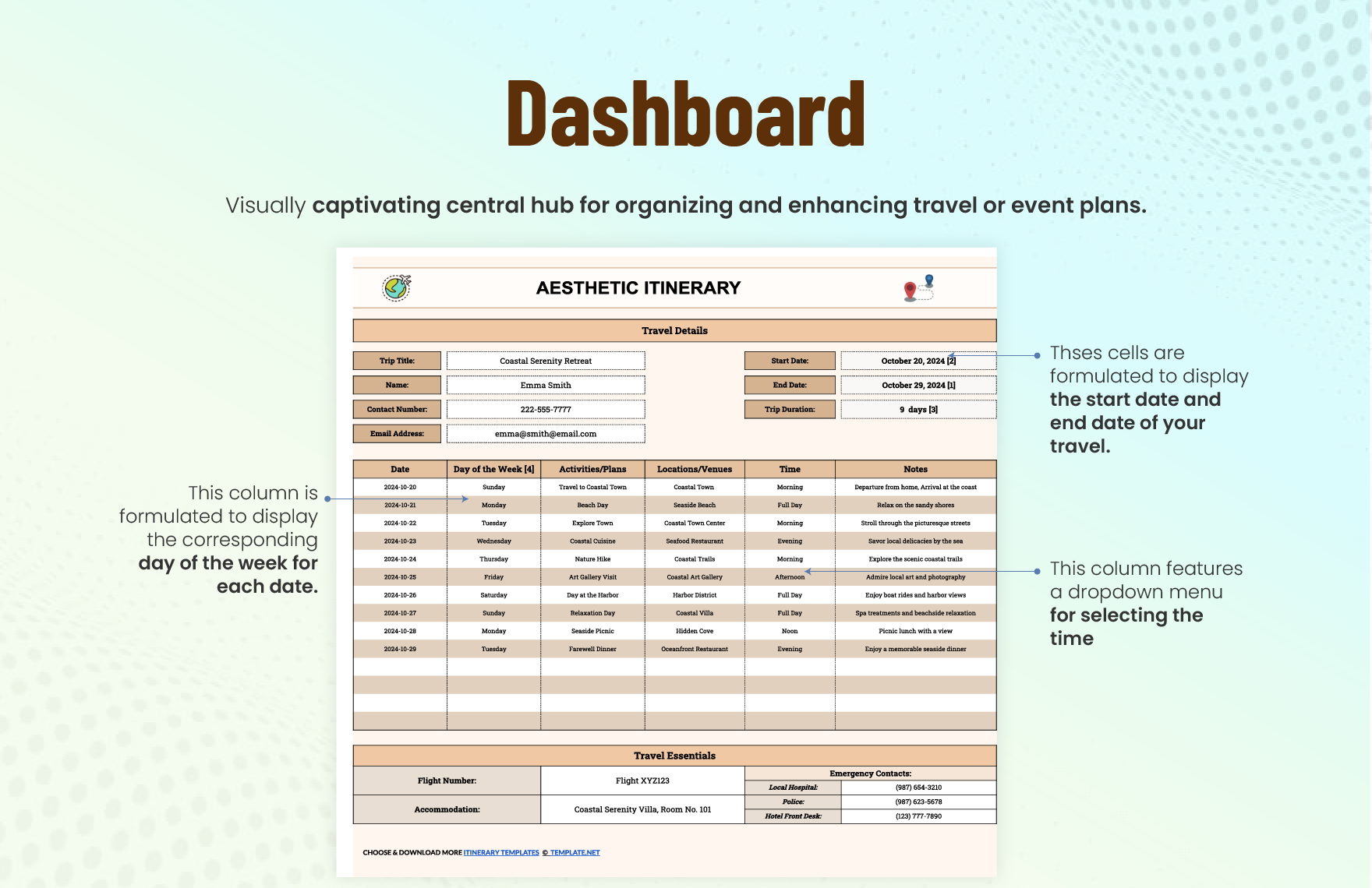 Aesthetic Itinerary Template