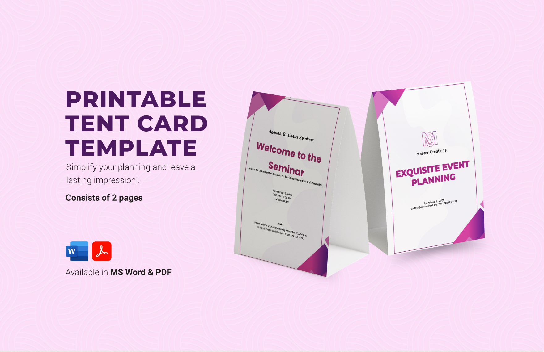 Editable Tent Card Templates In Microsoft Word To Download