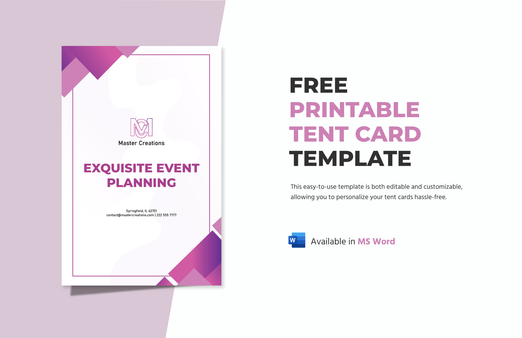 Word Tent Card Template Express Delivery