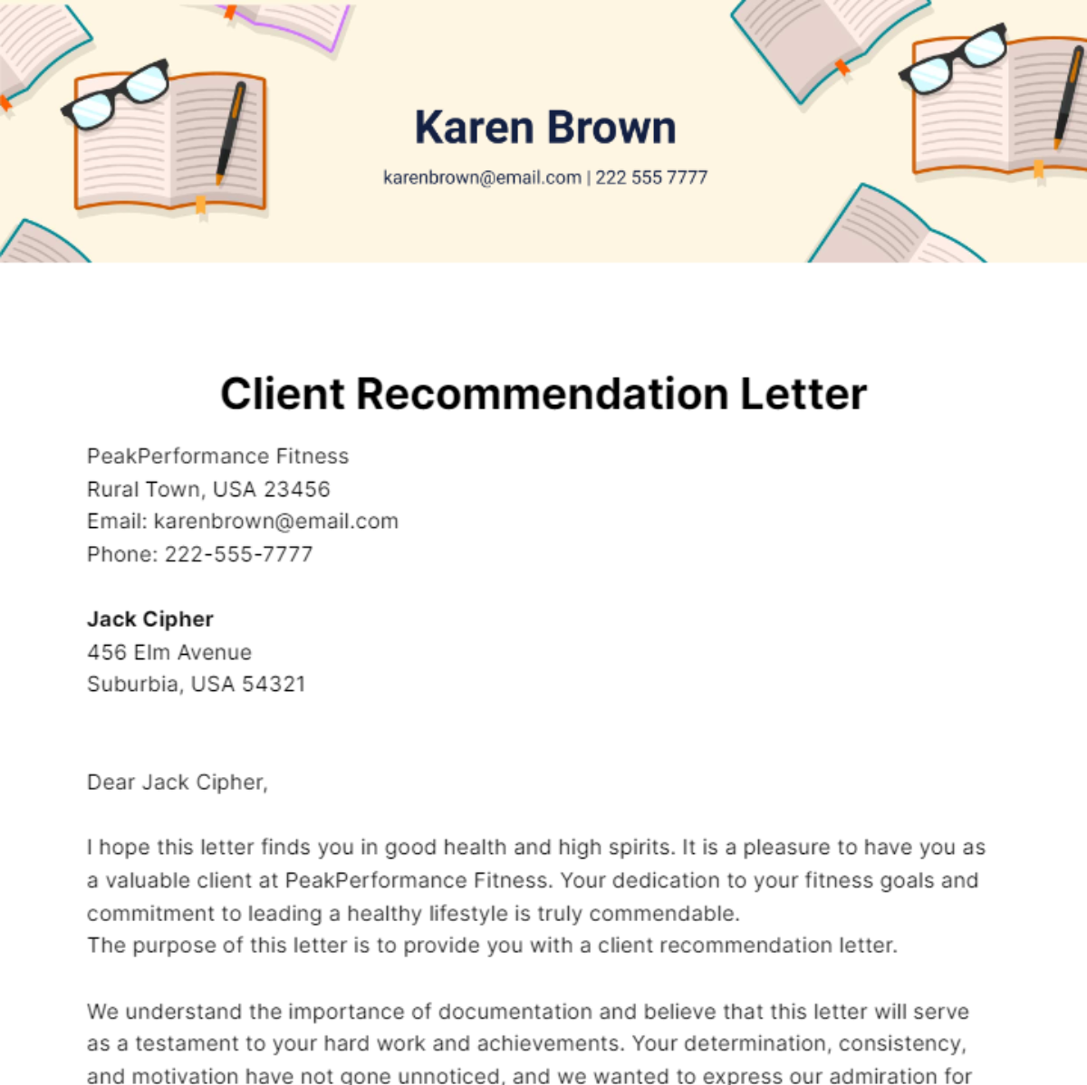 Free Client Recommendation Letter Template