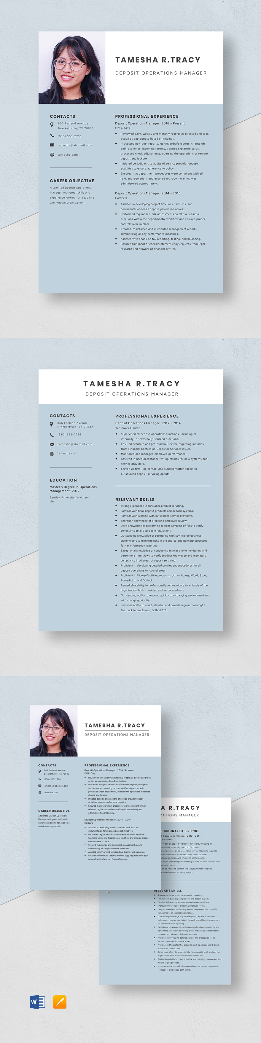 Deposit Operations Manager Resume Template
