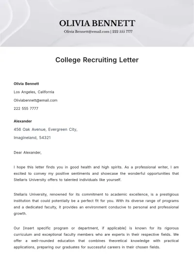 Free College Recruiting Letter Template to Edit Online