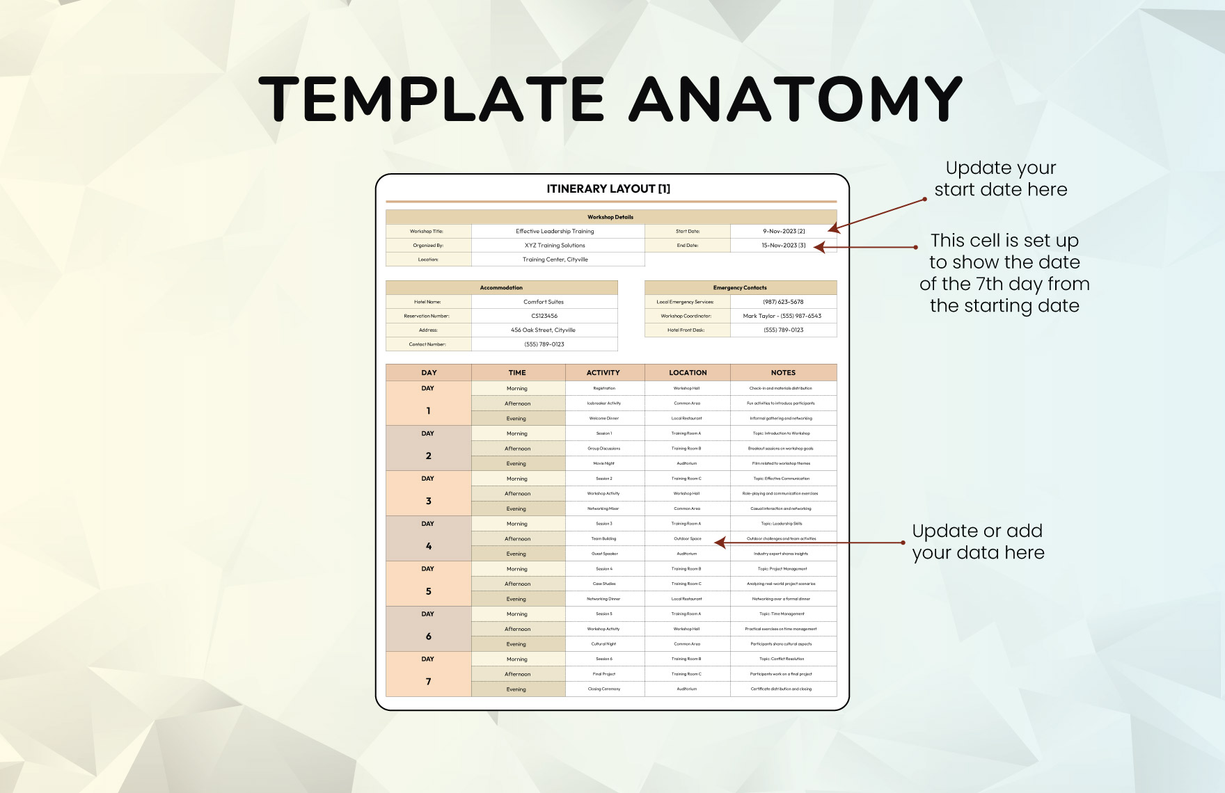 Itinerary Layout Template