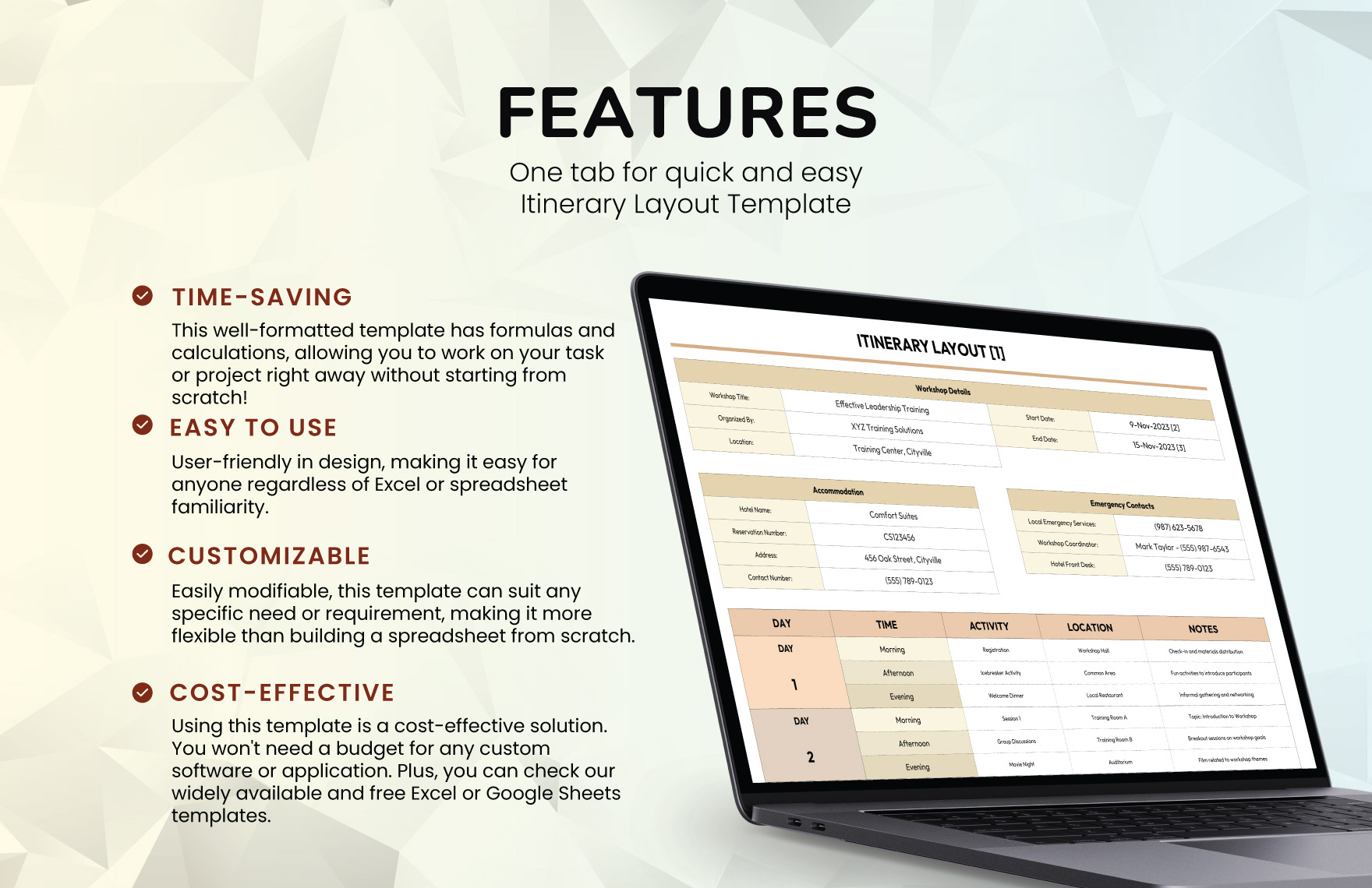 Itinerary Layout Template